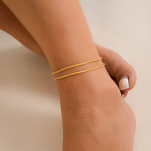 Chaîne de cheville minimaliste tendance en alliage plaqué <span class=keywords><strong>argent</strong></span> et or à double couche pour <span class=keywords><strong>femme</strong></span> – Accessoire de pied - Product Image 2