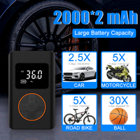 Pompe à air portable pour voiture avec manomètre numérique, ABS, rechargeable, mini, sans fil, faible bruit, gonfleur de pneus