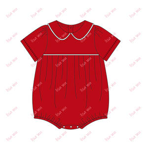 Baju Terusan Bayi Katun 100% Combed Polos Kerah Peter Pan dengan Lis Putih Bordir Nama untuk Balita - Product Image 3