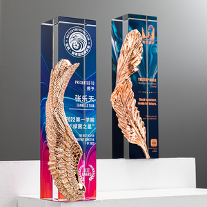 Commercio all'ingrosso della fabbrica nuovo blocco magico <span class=keywords><strong>di</strong></span> cristallo e trofeo <span class=keywords><strong>di</strong></span> <span class=keywords><strong>vetro</strong></span> con UV stampato <span class=keywords><strong>ali</strong></span> <span class=keywords><strong>di</strong></span> metallo per i premi <span class=keywords><strong>di</strong></span> assicurazione - Product Image 3