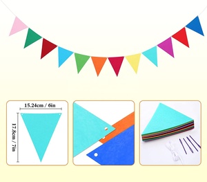 4 pièces de tissu feutre arc-en-ciel assemblé pour la décoration de la fête d'anniversaire. - Product Image 5