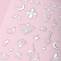 Aurora 3D ongles décalcomanies Laser feuille d'or Design étoile coeur Rose fleurs auto-colle lettres pour Nail Art autocollant matière plastique