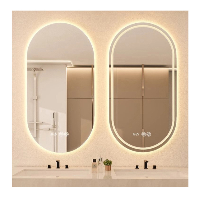 Custom Size Touch Screen Backlit Lighted Oval Bathroom Mirror Anti Fog Oval Led Smart Mirror