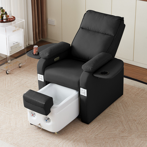 A Adjustable Leather <b>Electric</b> <b>Reclining</b> Massaging Manicure Pedicure <b>Chair</b> Pipeless Tub Black China Nail Salon Foot Spa Furniture - Product Image 1