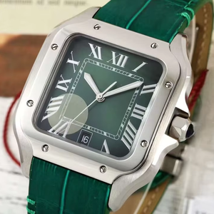 Reloj mecánico de moda con cristal de zafiro, puntero, correa de cuero impermeable, elegante reloj de negocios para mujer, correa de reloj verde - Product Image 2