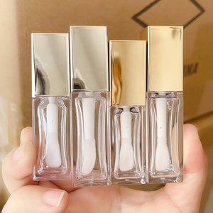 Jie Mei gói vẻ đẹp lạ mắt kim loại bạc nắp vàng vuông 8ml 10ml Rỗng Lip Gloss ống lớn DOE chân Lipgloss chai container - Product Image 1