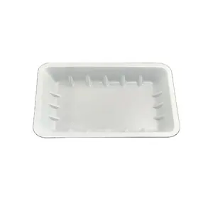 Free Sample Plastic Trays Custom Food Storage Aquatic Food Quality White Food Container Pulp Moulding 19.5*13.5*2/cm