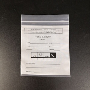 Bolsa de plástico transparente LDPE a prueba de agua impresa personalizada, pequeña bolsa de medicina con cierre hermético <span class=keywords><strong>para</strong></span> dispensación de píldoras - Product Image 3