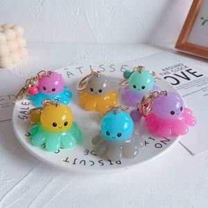 Porte-clés en acrylique de dessin animé en gros, mini-porte-clés animal pieuvre, porte-clés sonore LED Lumière Arc-en-ciel Friends pour sac - Product Image 1