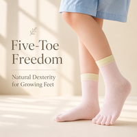 Chaussettes cinq doigts pour enfants de qualité supérieure, en coton peigné 32S, anti-boulochage, avec Lycra extensible doux, tricotées intégralement à la machine sans couture
