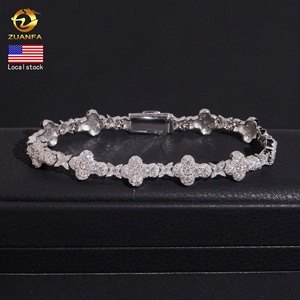 USA Local Stock Shipping Moissanite Cross <strong>Bracelet</strong> <strong>Solid</strong> 925 Sterling <strong>Silver</strong> Gold Plated Moissanite Diamond Cuban Link <strong>Bracelet</strong> - Product Image 2