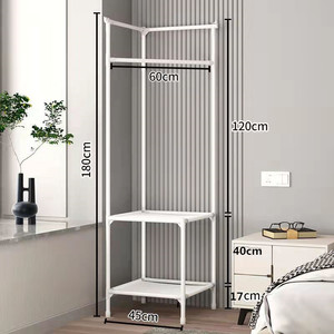 Perchero de esquina para dormitorio, armario colgante, perchero metálico multifunción, estante de almacenamiento de ropa de pie. - Product Image 3