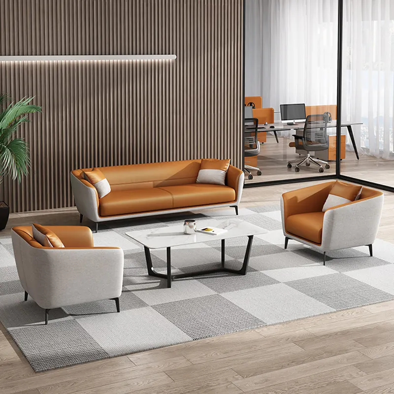 सस्ते रिसेप्शन सोफा सेट कार्यालय कमरे अवकाश फर्नीचर कार्यकारी लोकप्रिय डिजाइन चमड़े के सोफे