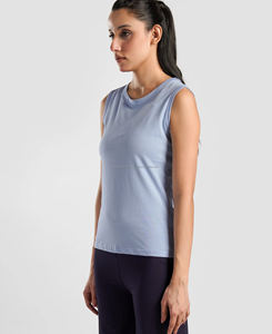 Débardeur court pour femme en coton 100% respirant et à séchage rapide, col rond, qualité supérieure, style streetwear, motif uni - Product Image 2