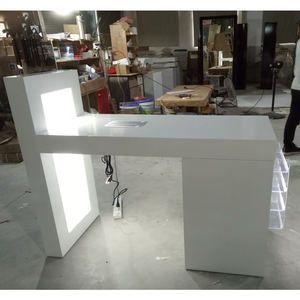 Table de manucure blanche, Style <span class=keywords><strong>nord</strong></span> européen moderne, avec tiroirs lumineux led, pour magasin de Spa et ongles, nouvelle collection, usine - Product Image 6