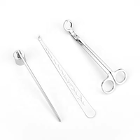 Ensemble d'accessoires de luxe en fibre d'acier inoxydable de 3 pièces comprenant des bougies louche éteignoir mèche tondeuse ciseaux crochet boîte à outils