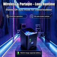 Projecteurs LED sans fil sur batterie 4x18W RGBWA jaune DMX, activés par le son, contrôle par application, rechargeables, avec flight case, pour mariages, fêtes et scènes