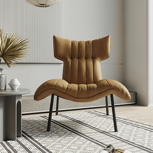 Sillón Moderno Tapizado en Terciopelo PU con Estructura Metálica, Diseño Curvo con Alas, <span class=keywords><strong>para</strong></span> Sala de Estar, Hotel o como Silla Decorativa - Product Image 1