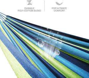 जगह बचाने वाले स्टील स्टैंड के साथ डबल कॉटन झूला, उष्णकटिबंधीय (450 पाउंड क्षमता - प्रीमियम कैरी बैग शामिल) - Product Image 3