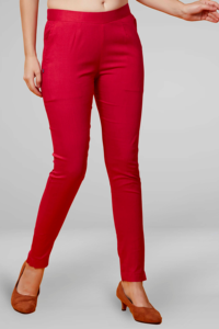 Leggings rouges de qualité supérieure pour femmes, coupe ajustée, extensibles, confortables, élégants, pantalons pour tous les jours - Product Image 2