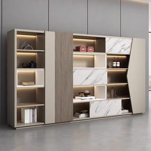 Mibo Furniture Wooden <b>Filing</b> Cabinet 3 Floors With Lock Office <b>Storage</b> Cabinet Modern Minimalist Design - Product Image 2