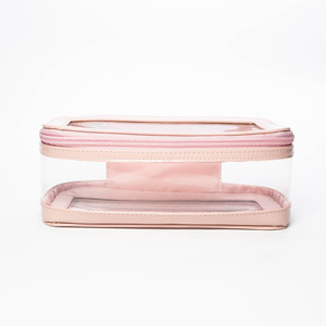 ISO BSCI Factory Customized Pink TPU <b>Makeup</b> <b>Case</b> Convenient Cosmetics Toiletries Bag With Zipper Closure and Custom Logo - Product Image 2