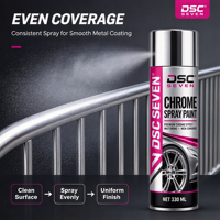 Peinture en aérosol chromée métallisée DSC SEVEN 330ml 350ml, peinture en aérosol argentée décorative à séchage rapide