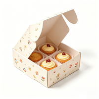 Individuell Bedruckte 4-Fach Cupcake-Box mit Trenneinsatz Lebensmittelecht für Bäckerei Muffin-Dessert-Shop Großhandel