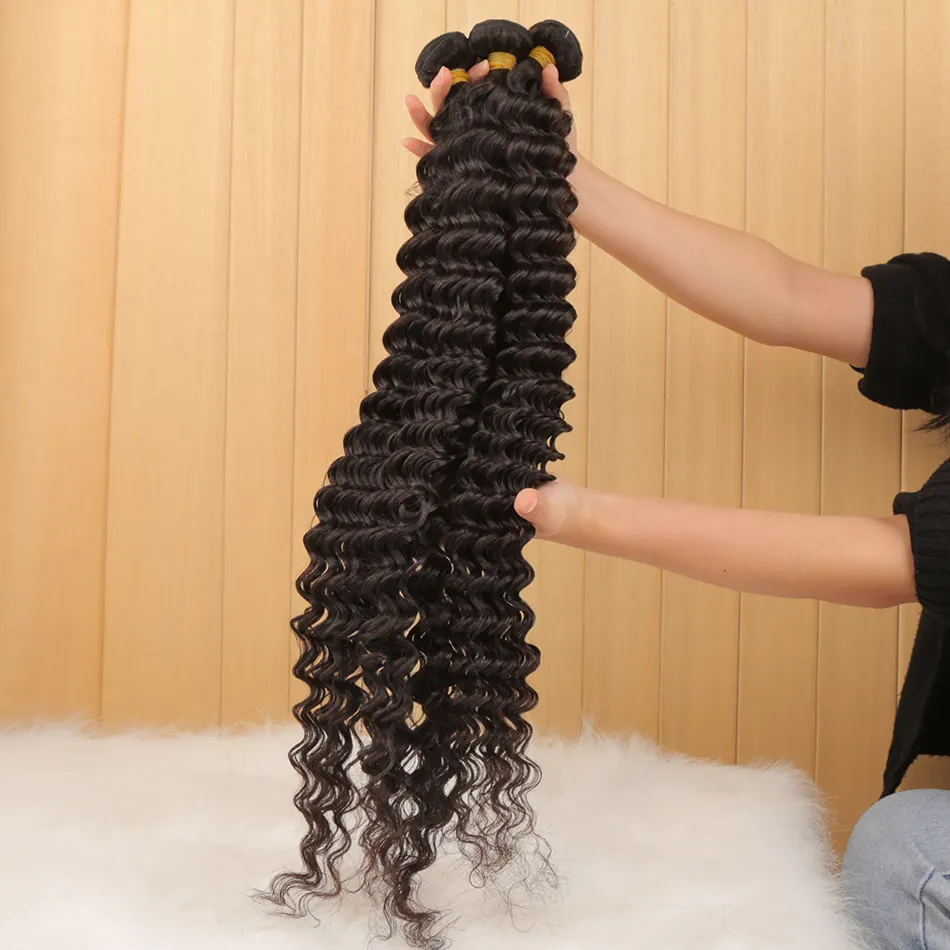 30 32 40 Inch Loose Deep Wave Brazilian Hair Weave Bundles Curly Bundle Water Wholesale Raw Virgin Remy hair