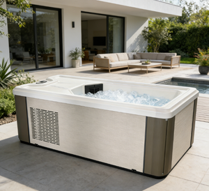 Bañera de Hielo Acrílica de Lujo Todo en Uno, Diseño Independiente en Color Blanco con Iluminación LED para Spa en Casa - Product Image 1