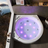 Baignoire autoportante moderne en acrylique blanc, baignoire de massage, fabrication directe d'usine, design rond personnalisé, baignoire de massage pour salle de bain