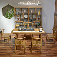Nouvelle table de bureau commerciale moderne en bois massif, ensemble table à thé, grande table de conférence, station de thé Kung Fu, poste de travail pratique pour chef