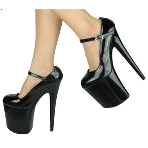 नई काले 20 cm अल्ट्रा उच्च एड़ी पार्टी पोल नृत्य खाल उधेड़नेवाला सेक्सी transvestite उच्च ऊँची एड़ी के जूते महिलाओं के पंप जूते - Product Image 1