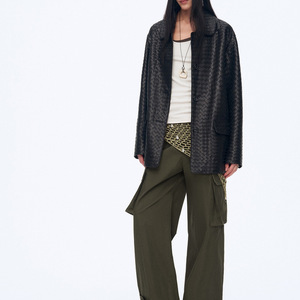 5176-1 Nuovo Design <span class=keywords><strong>Giacca</strong></span>-<span class=keywords><strong>Camicia</strong></span> Casual in Vera Pelle di Pecora Intrecciata per <span class=keywords><strong>Donna</strong></span> - Product Image 2