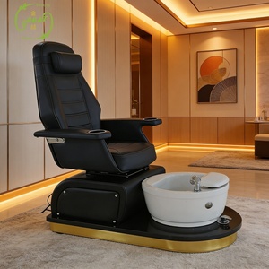 Fauteuil de pédicure de luxe avec siège inclinable, baignoire sans tuyauterie, lumière LED, massage chauffant pour salon de manucure - Product Image 6