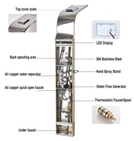 Panneau de douche brossé à colonne en Nickel doré, colonne avec pommeau en acier inoxydable 304, Massage par pluie, colonne de douche à vapeur, en laiton