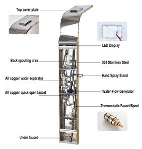 Panneau <span class=keywords><strong>de</strong></span> douche brossé à <span class=keywords><strong>colonne</strong></span> en Nickel doré, <span class=keywords><strong>colonne</strong></span> avec pommeau en acier inoxydable 304, Massage par pluie, <span class=keywords><strong>colonne</strong></span> <span class=keywords><strong>de</strong></span> douche à vapeur, en laiton - Product Image 3