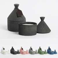 Pot à bougie vide en grès mat nordique noir dépoli, récipient en argile emballé pour la fabrication de bougies parfumées