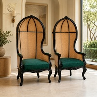 Fauteuil Trône Néoclassique en Bois Massif et Osier, Style Ancien, Fauteuil Trône Cage à Oiseaux pour Mariage et Salon
