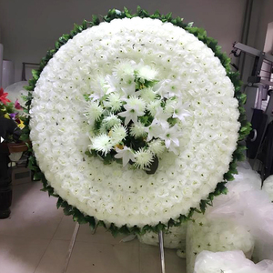 FU-004 Corona de <span class=keywords><strong>Flores</strong></span> Artificiales Blancas de Alta Calidad para Funeral, Decoración de <span class=keywords><strong>Cementerio</strong></span>, Condolencias - Product Image 1