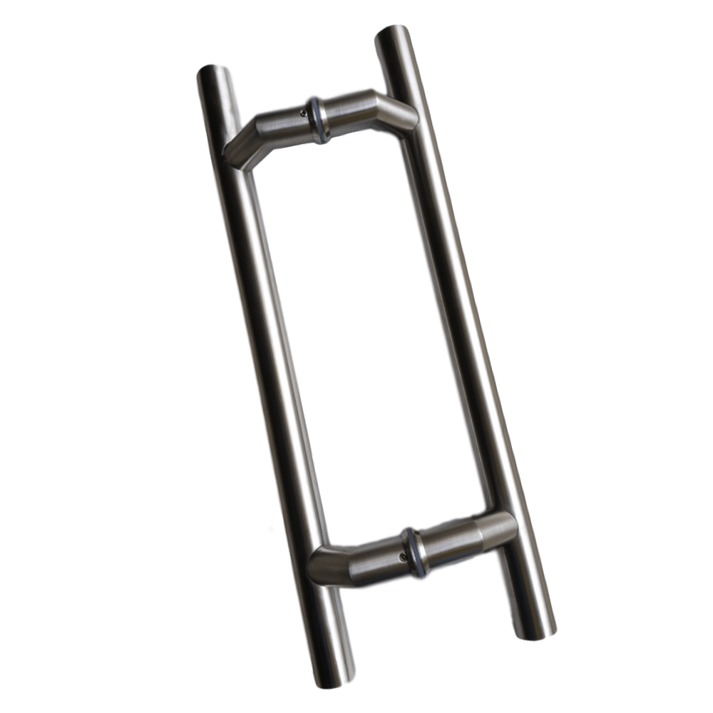 Fabricants Double Entrée Pour Beau Pousser 304 Avant En Acier inoxydable Poignées De Tube de Bonne Qualité Poignée En Verre Trempé