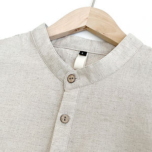 Polo estiva ecologica in cotone canapa a manica corta <span class=keywords><strong>senza</strong></span> <span class=keywords><strong>colletto</strong></span> - Product Image 6