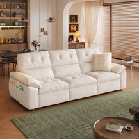 Canapé sectionnel électrique inclinable en tissu contemporain avec chaise longue pour salon de villa