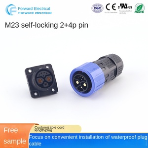 M23 Zelfvergrendelende 2 4-pins IP67 Waterdichte Stekker/Vrouwelijke <span class=keywords><strong>Connector</strong></span> Versterkte Nylon Zwarte Elektrische Fiets Lithium Batterij Oplader - Product Image 4