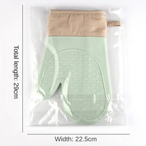 En gros, Gants de four en silicone longs et résistants à la chaleur, pour la cuisine, la pâtisserie, le micro-ondes et la cuisson domestique, avec doublure en coton - Product Image 5