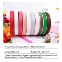 Pita Grosgrain Poliester 100% 3.8cm, Warna Solid, untuk Pembungkus Kotak Hadiah, Kue, Kemasan Bunga, Dekorasi DIY