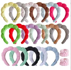 Wholesale New Fashion Hot Selling Make Up Head Bands Headdress Elegant Flannel Towel Twisted Cloud Sponge Headband
