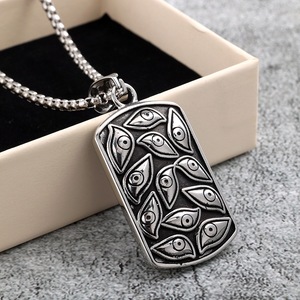 สร้อยคอจี้สแตนเลสสำหรับทุกเพศสไตล์พังก์ลายตาปีศาจดีไซน์เรขาคณิตแบบอสมมาตรเครื่องประดับแฟชั่น - Product Image 4