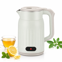 Bouilloire électrique de style vintage 2,3 L 1500 W, corps côtelé vert menthe, design bicolore, chauffe-eau rapide, prise UE