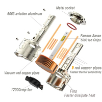 Luz LED para Auto Súper Brillante de Fábrica IKAS, H7 H11 H1 9005 9006 H13 9007 H4, LED de Alta Potencia 400W 66000LM, Bombilla LED para Faros Delanteros
